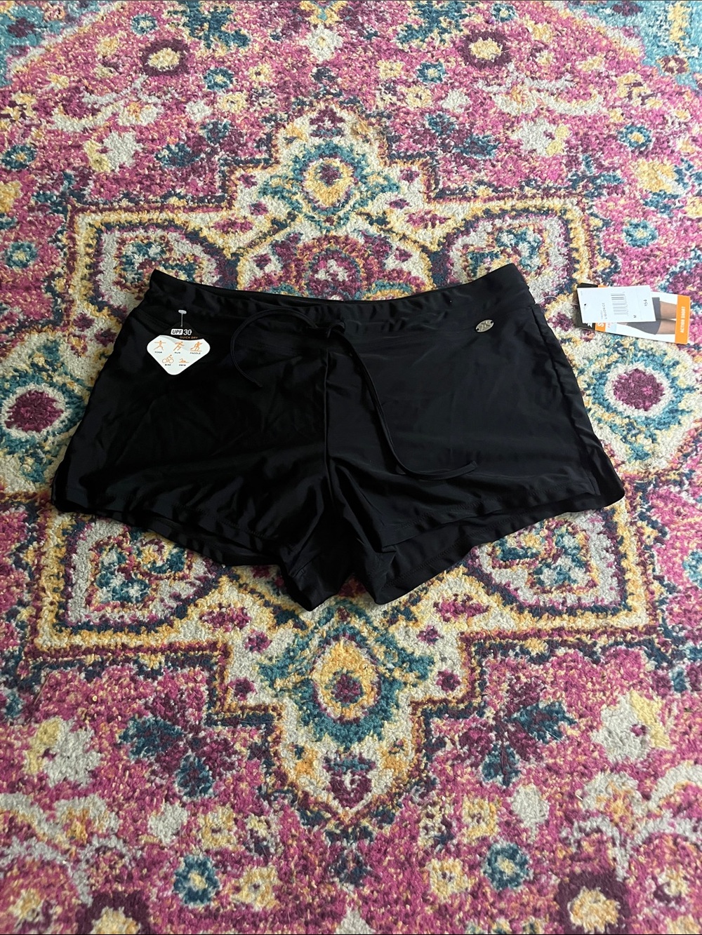 ZeroXposur Black Women's Athletic Swim Shorts with Drawstring